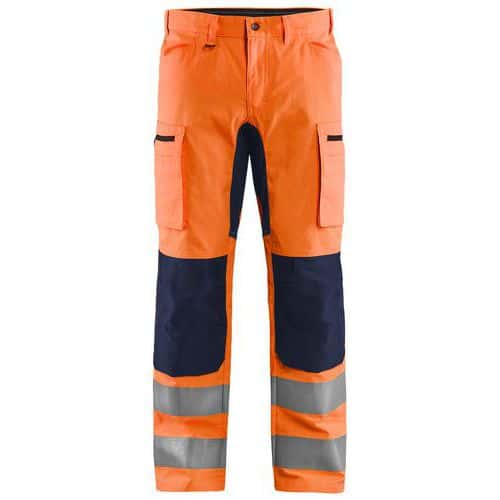 Pantalon haute-visibilité à stretch orange fluo marine - Blåkläder