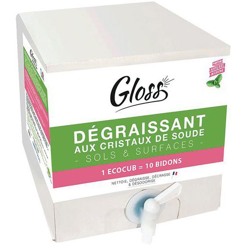 Dégraissant aux cristaux de soude pour sols et surfaces - Gloss