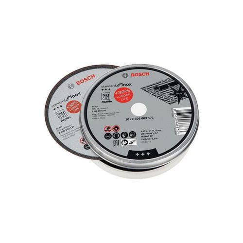 Boîte de 10 disques à tronçonner pour inox standard moyeu plat - Bosch