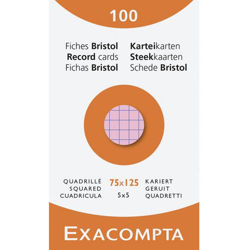 Étui de 100 fiches quadrillées (lot de 10 assortis) - Exacompta