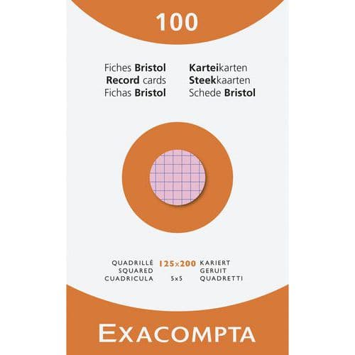 Étui de 100 fiches quadrillées (lot de 12 assortis) - Exacompta