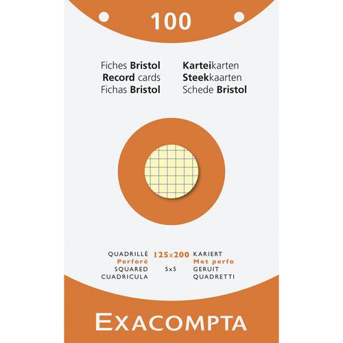 Étui de 100 fiches quadrillées perforées x12 assortis - Exacompta