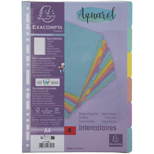 Intercalaires à carte lustrée (lot de 25 assortis) - Exacompta