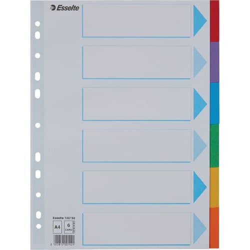 Intercalaire A4 en carton - 6 touches - lot de 20 - Esselte