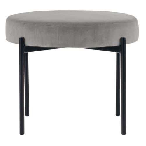 Tabouret rond Gaia pied noir velours polyester Paperflow
