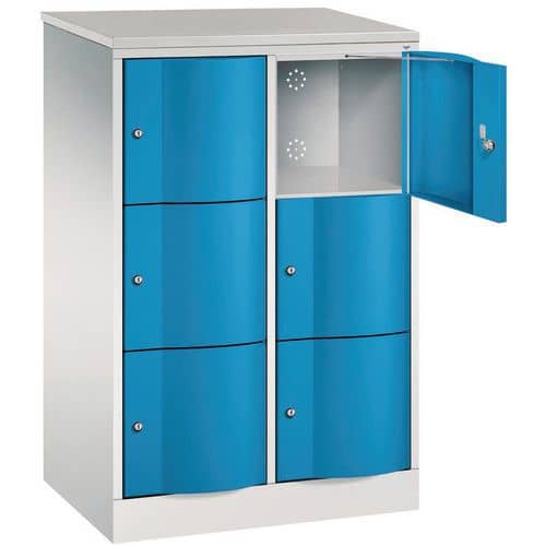 Vestiaire 6 et 10 cases porte antivandalisme - 2 colonnes largeur 380 mm - Sur socle - CP