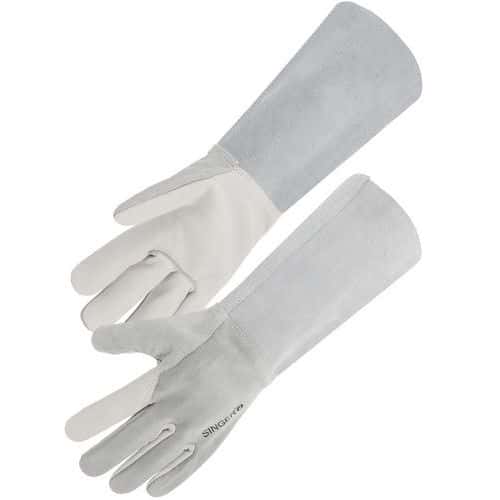 Gants soudeur paume fleur de bovin - Manchette croûte cuir 20 cm - Singer