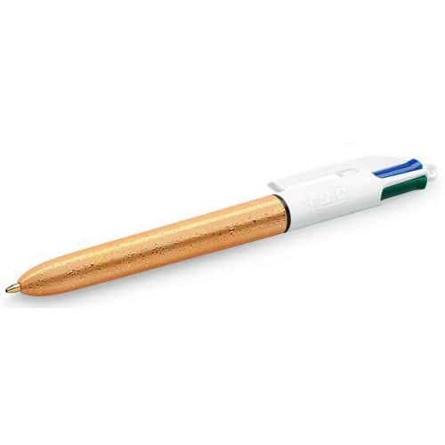 Stylo-Bille 4 Couleurs texturé doré givré lot de 12 - BIC