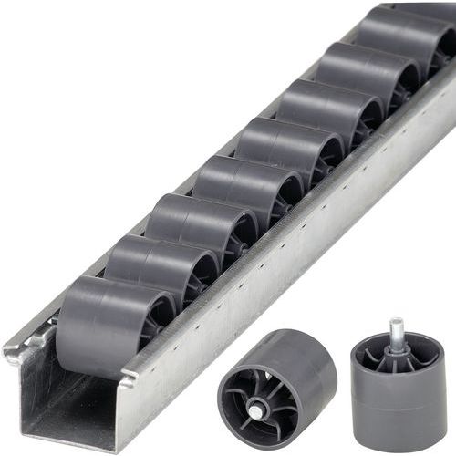 Rails à galets cylindriques en plastique et axe acier/ ESD - Bito