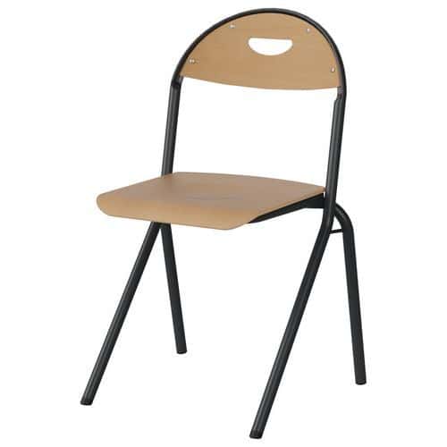 Chaise Malibu AST assise/dossier hêtre - piètement alu - Manutan Expert