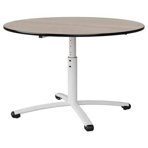 Table Malibu Ø 120 cm réglable T3/T6 stratifié chant surmoulé Manutan Expert