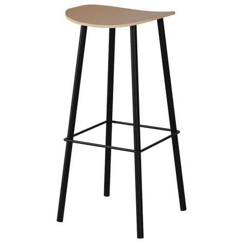 Tabouret Malibu assise hêtre piètement acier - Manutan Expert