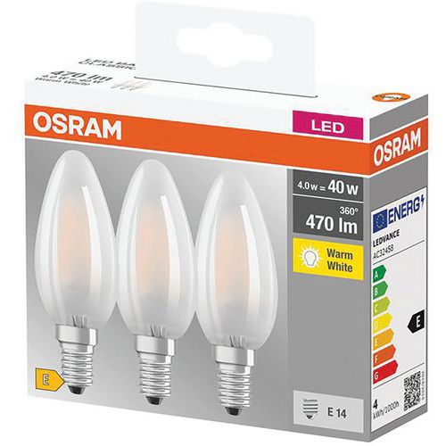 LED STANDARD FLA.E14 4W CHAUD BOITE X3 - OSRAM