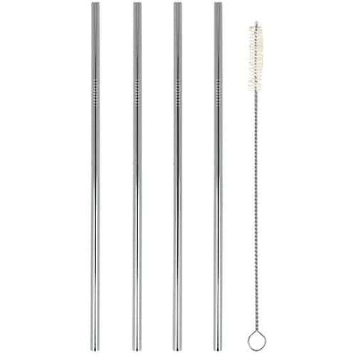 Pailles Droites Inox 21Cm X4 Goupillon - Metaltex