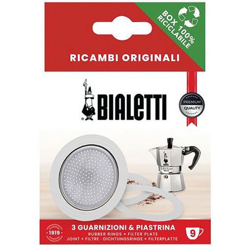 3 Joints 1 Filtre Pour 9 Tasses Moka - Bialetti