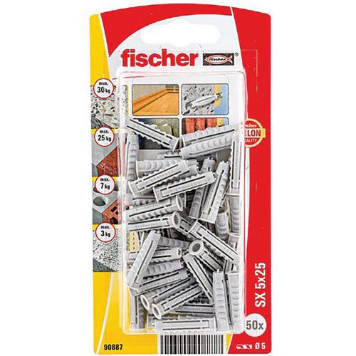 Cheville Nylon Colleret Sx 5X25 Bl/50 - Fischer