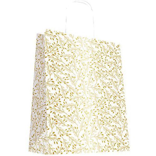 Sac Cabas Kraft Blanc Or 32X42Cm - Les Couleurs De L Em