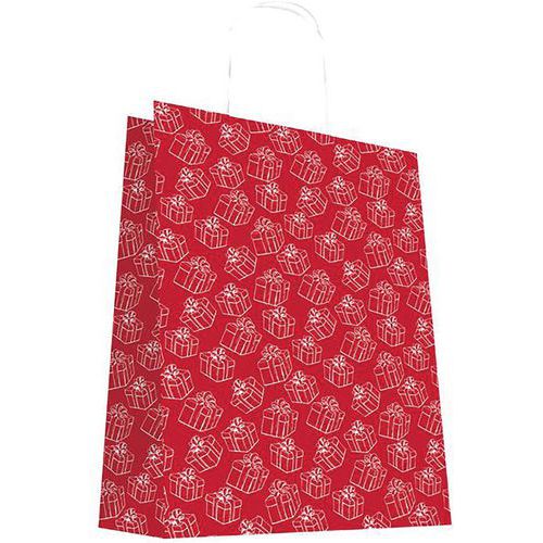 Sac Cabas Kraft Rouge 18X23Cm - Les Couleurs De L Em