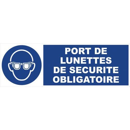 Panneau d'obligation - Port de lunettes de sécurité - Rigide