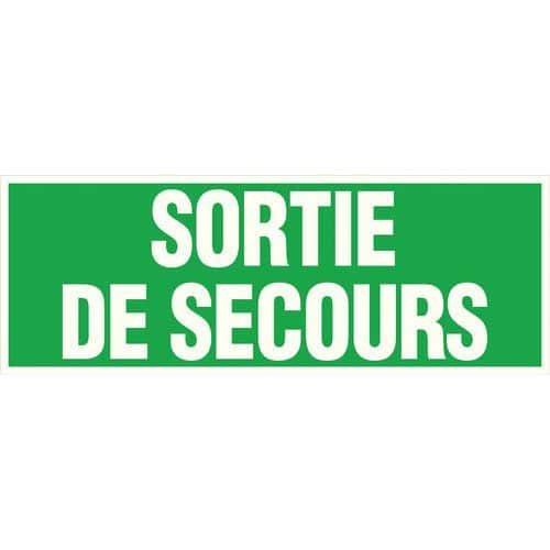 Panneau photoluminescent - Sortie de secours - Rigide