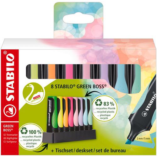 Set de 8 surligneurs pastel/fluo green boss - Stabilo