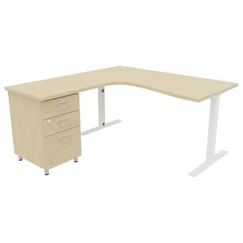 Pack Bureau+caisson haut IDEA asym. ret. à gauche 160 cm Quadrifoglio