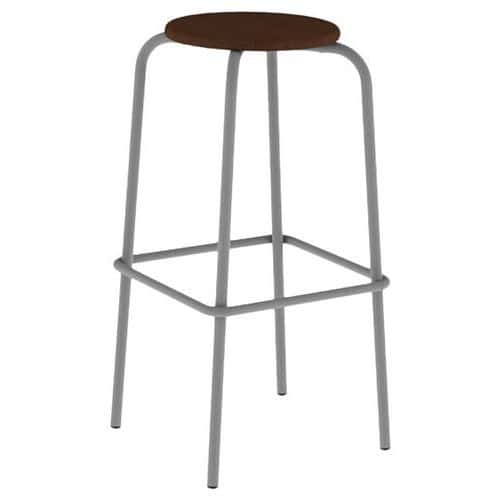 Tabouret Zoning H80 cm assise et dossier vernis piètement métal Mobidecor