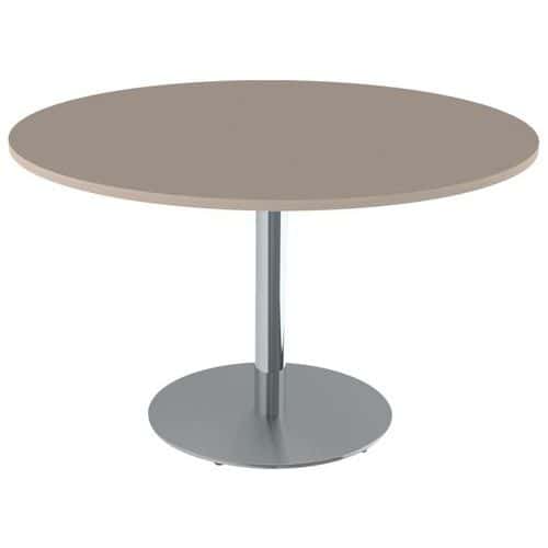 Table Menorca T6 ronde plat ép. 24 mm stratifié ABS piètement chromé Mobidecor