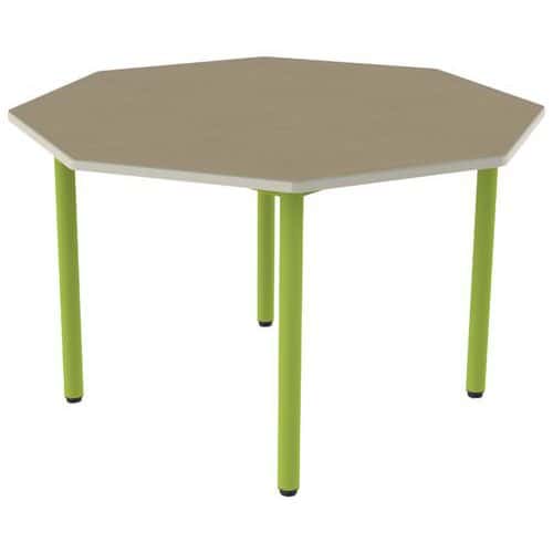 Table Carélie octogonale Ø120 cm 4 pieds stratifié polyuréthane Mobidecor