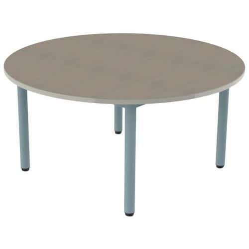 Table Carélie ronde Ø120 cm 4 pieds stratifié polyuréthane Mobidecor