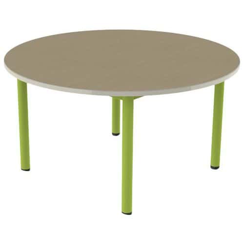 Table Carélie mobile ronde Ø120 cm 4 pieds stratifié polyuréthane Mobidecor