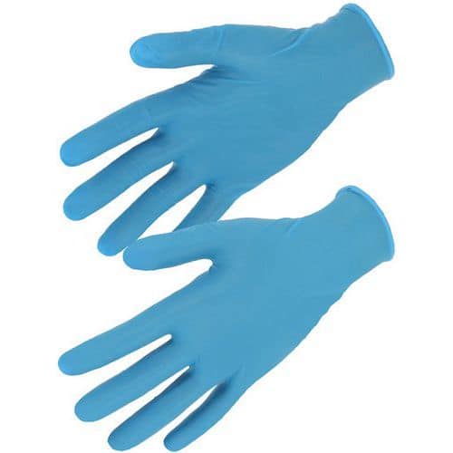 Gants jetables nitrile bleu non poudré boîte de 100 - Singer