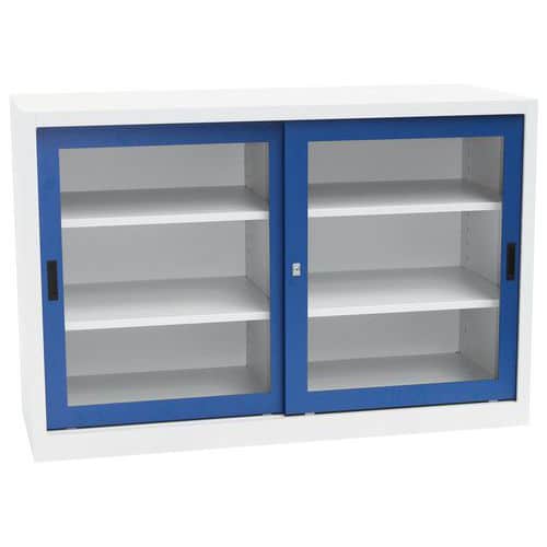 Armoires basses portes coulissantes CH - Avec vitrine - L150 cm - Manutan Expert