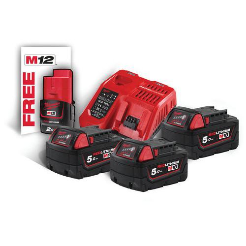 Pack batterie 18V 50 Ah Red Lithium systeme M18 + 1 Batterie M12 20 Ah - Milwaukee