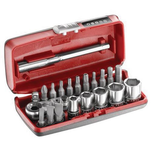 Coffret serrage vissage avec cliquet 1/4 - 23 pièces