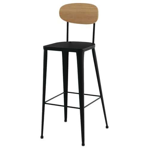 Tabouret Austin dossier pin - assise et piètement acier