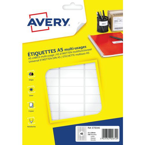 Étiquette papier adhésive multi-supports - Avery