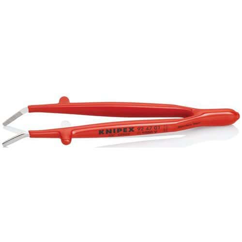 Pince brucelle acier inoxydable 142mm coudée isolée 1000V - KNIPEX