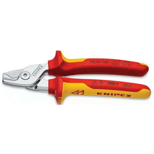 Coupe-câbles StepCut 160mm chromé isolé 1000V Ø15mm/50mm² - KNIPEX