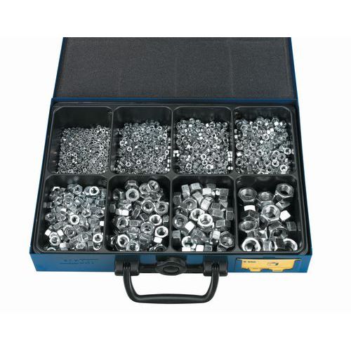 Coffret écrous hexagonaux acier - 2200 pièces