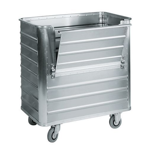 Chariot conteneur aluminium - Panneau 1/2 rabattable