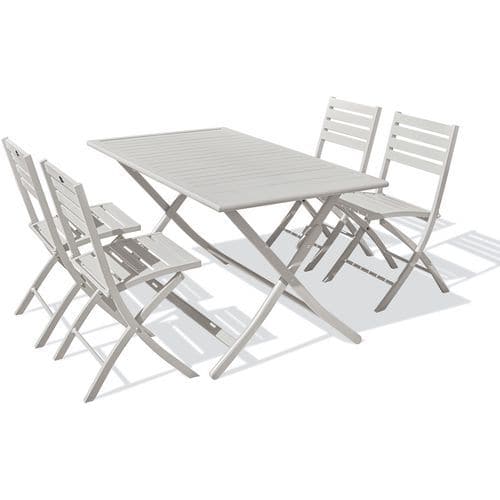 Table jardin Marius 140x80cm gris + 4 chaises - CityGarden