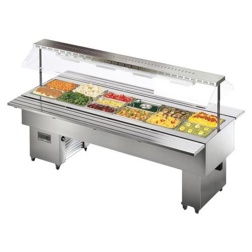 Desserte ISOLA inox bain-marie, 6 GN 1/1- Isola 6 BM inox Tecfrigo