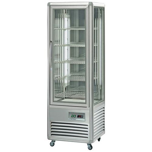 Vitrine verticale positive ventilée 35L,tablettes-350 Q LED chocolat Tecfrigo