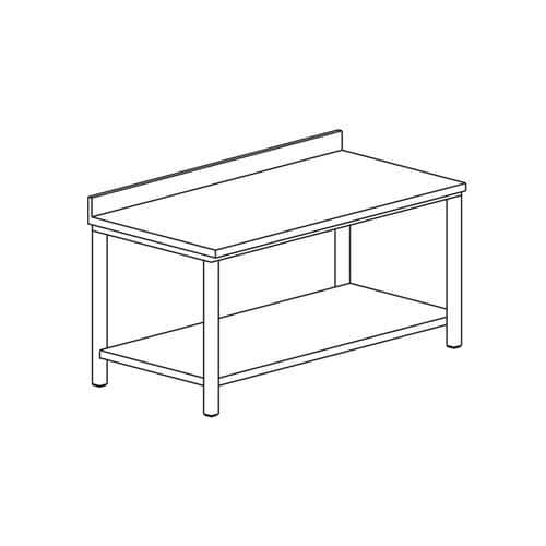 Table adossée avec étagère basse gamme 600- TDE146/1 Tecnox