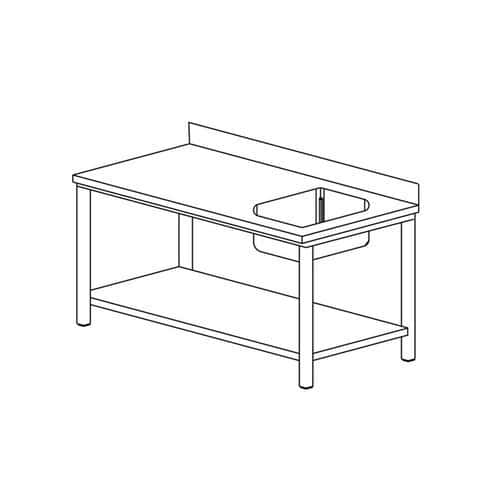 Table du chef avec étagère basse gamme 600, bac à droite- TCE1BD086/1 Tecnox