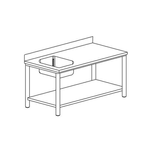 Table du chef avec étagère basse gamme 600, bac à gauche- TCE1BG166/1 Tecnox