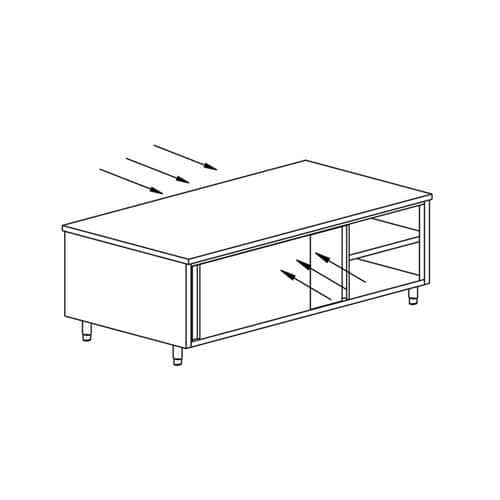 Meuble chauffant traversant avec 4 P coulissantes gamme 700- MRCT127/1 Tecnox