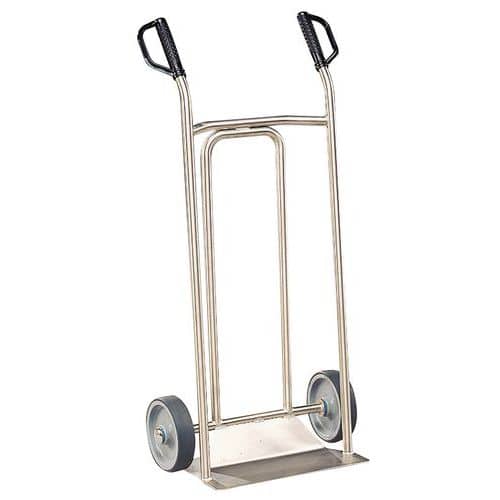 Diable inox 250 kg  - Roue caoutchouc - Bavette fixe