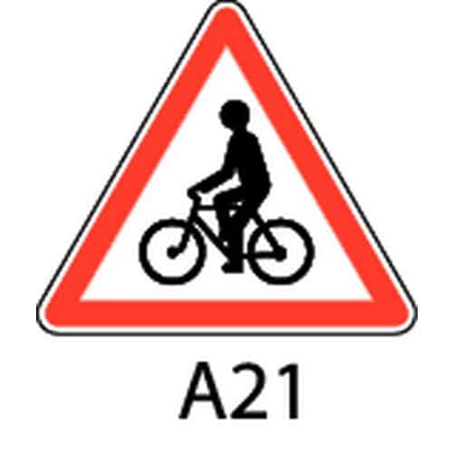 Panneau de signalisation de danger - A21 - Débouché de cyclistes